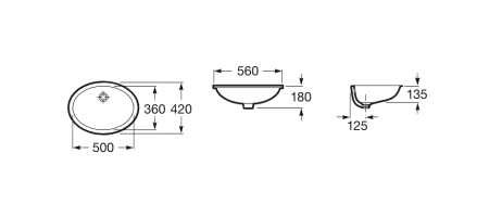 Раковина встраиваемая снизу (56х42) Roca Berna 327871001