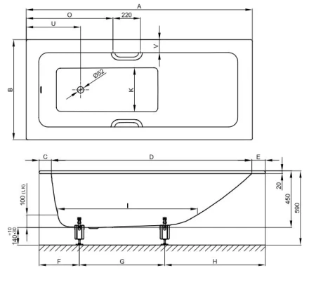 Ванна стальная (190х90) Bette One 3324-000 PLUS с шумоизоляцией