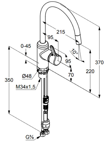 Смеситель для кухни с выдвижным изливом Kludi Bingo Star 428510578
