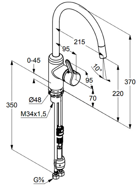 Смеситель для кухни с выдвижным изливом Kludi Bingo Star 428510578