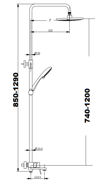 Душевая система с изливом Savol SK-H3401 Душевая система с изливом Savol SK-H3401