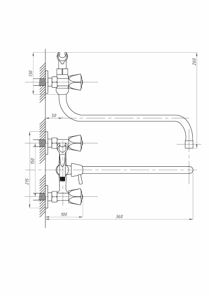 Смеситель для ванны ПСМ-Профсан СТАНДАРТ-А PSM-156-50