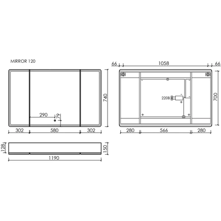 Зеркало-шкаф с подсветкой (119х74) Sancos Mirror MI120ECH