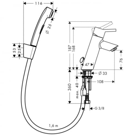Смеситель для раковины с гигиеническим душем Hansgrohe Тalis S2  32140000