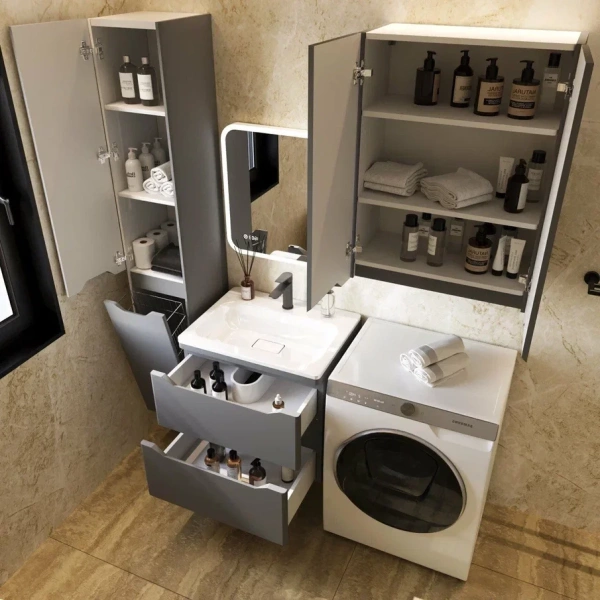 Пенал напольный L Style Марелла 30 Люкс Plus СС-00002444 серый матовый