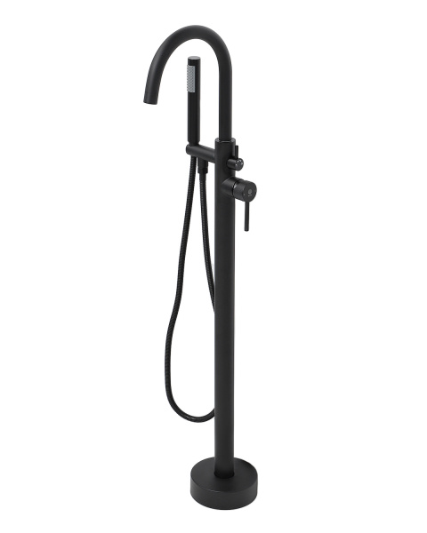 Смеситель для ванны однорычажный напольный с душевым набором Orange Steel M99-336b черный