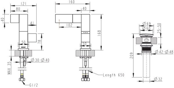 Смеситель для умывальника Bravat NIZZA F164124C-1-ENG