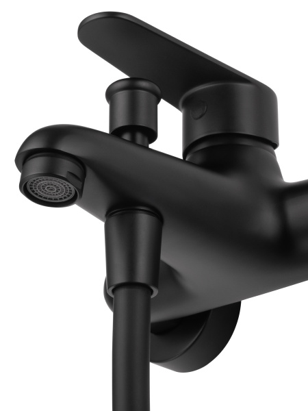 Смеситель для ванны с душевым гарнитуром WONZON & WOGHAND ALFA, черный матовый WW-AE3205-MB