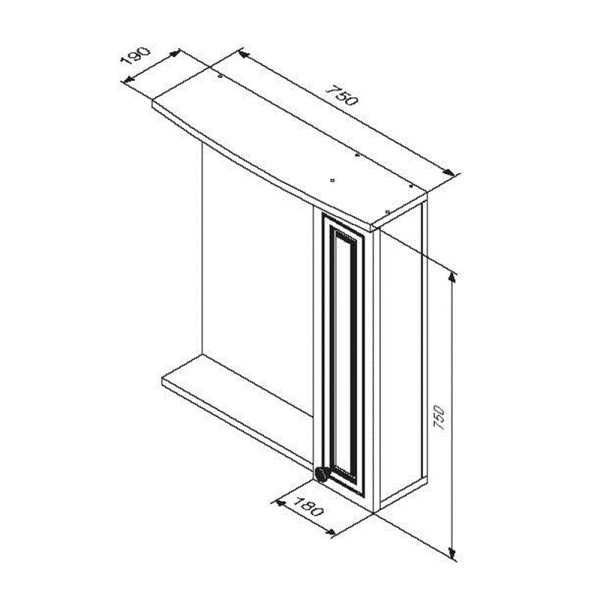 Зеркальный шкаф (75х75) Damixa RedBlu Palace One M41MPR0751WG