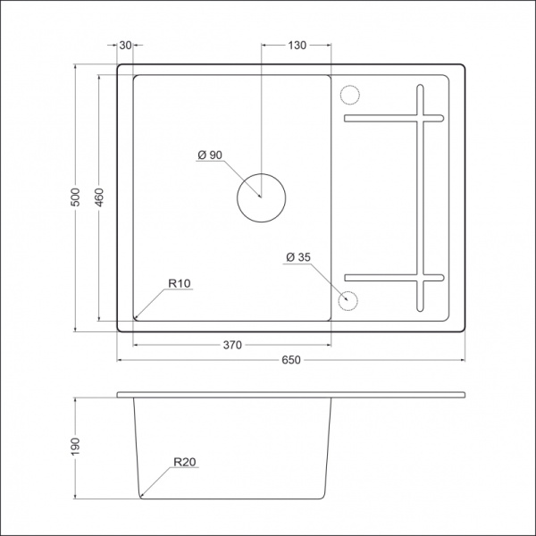 Кухонная мойка (65х50) EMAR EMQ-1650.Q Алмаз