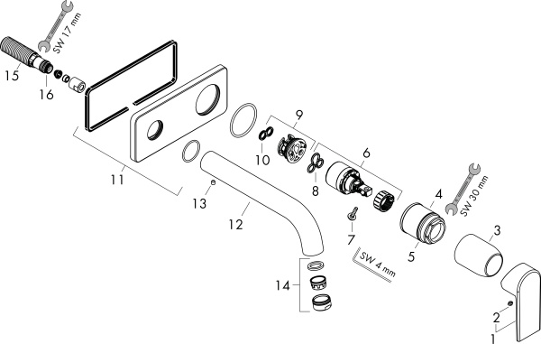 Смеситель для раковины Hansgrohe Vernis Shape 71578000 хром