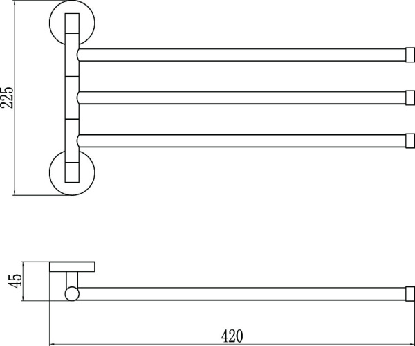 Держатель для полотенец поворотный 3-ой Savol 87 S-008703