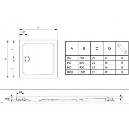 Душевой поддон (90х90) Jacob Delafon Flight E62442-00