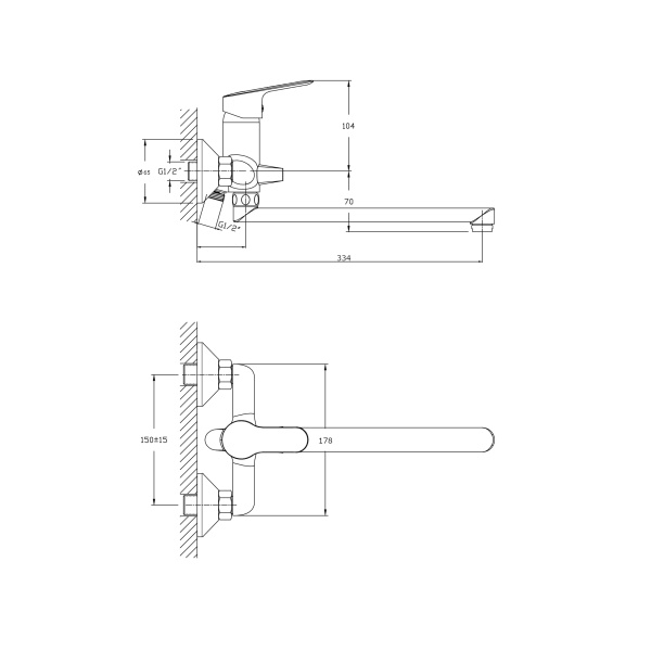 Смеситель для ванны с длинным поворотным изливом RUSH Crete CR3535-51 Смеситель для ванны с длинным поворотным изливом RUSH Crete CR3535-51