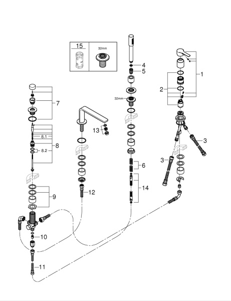 Смеситель для ванны на бортик Grohe Lineare New 19577 AL1 (19577AL1) темный графит матовый