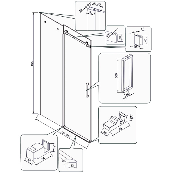 Душевая дверь Veconi Vianno VN-74, (120x195) VN74-120-01-C4