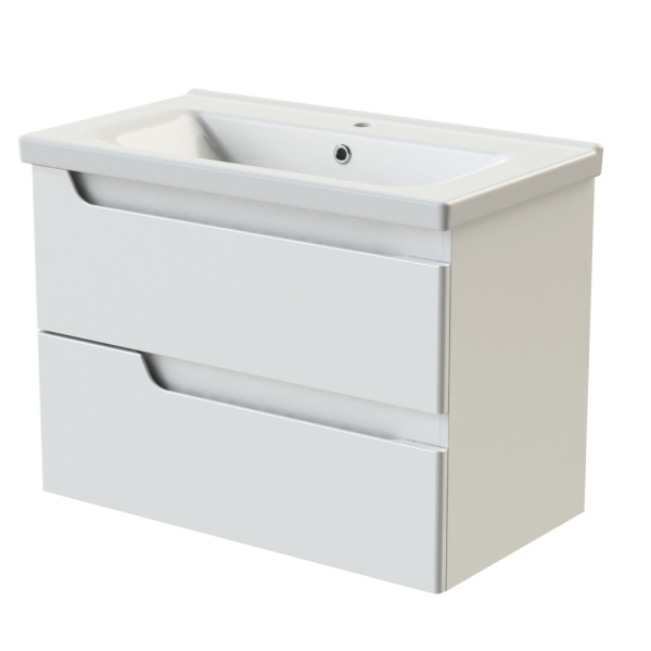 Тумба с раковиной Orange TOPLINE-Milano TP-MR80+RA подвесная, белый глянец