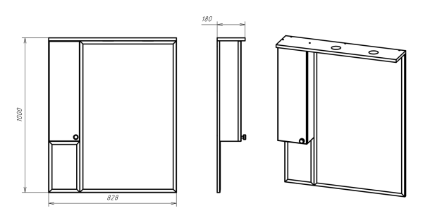 Зеркало-шкаф (83х100) Misty Латте 85 левый П-Лат02085-032Л