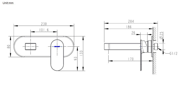 Встраиваемый смеситель настенный для раковины Bravat P69182C-ENG Встраиваемый смеситель настенный для раковины Bravat P69182C-ENG