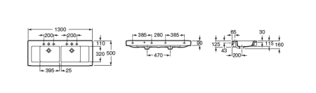 Раковина накладная (130х50) Roca Stratum 327630000