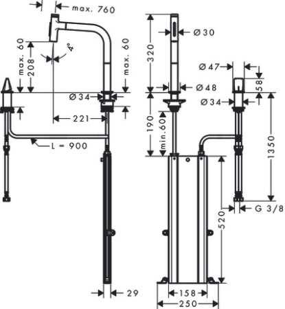Смеситель для кухни HANSGROHE METRIS SELECT 73818800