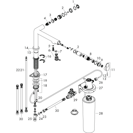 Смеситель для кухни с подключением к фильтру Hansgrohe Aqittura M91 FilterSystem 76804670 черный матовый
