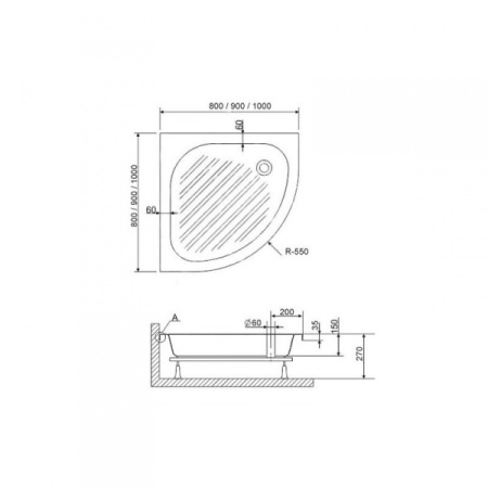 Душевой поддон 90х90х27 RGW BP/CL-S 16180399-51