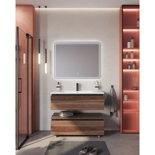 Тумба под раковину Cezares SLIDER-1000-1C-PI-NA-P орех дымчатый