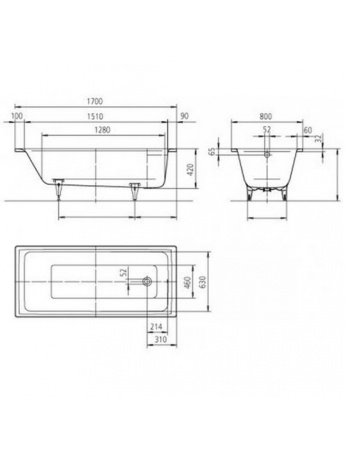 Стальная ванна (170х80) Kaldewei Puro Star 259500010001