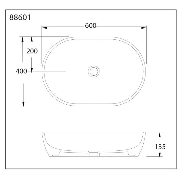 Раковина накладная (60х40) beWash Bogen 88601070