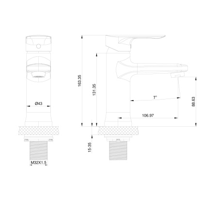 Смеситель для раковины WONZON & WOGHAND, черный матовый WW-XH-011-MB