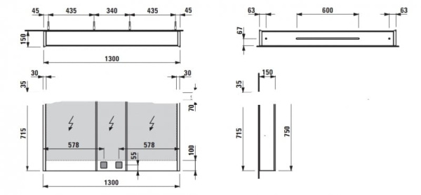Зеркальный шкаф Laufen Frame 4.0877.4.900.145.1