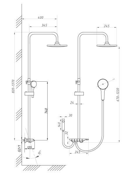 Душевая система ПСМ-Профсан PSM-800-88GA Душевая система ПСМ-Профсан PSM-800-88GA