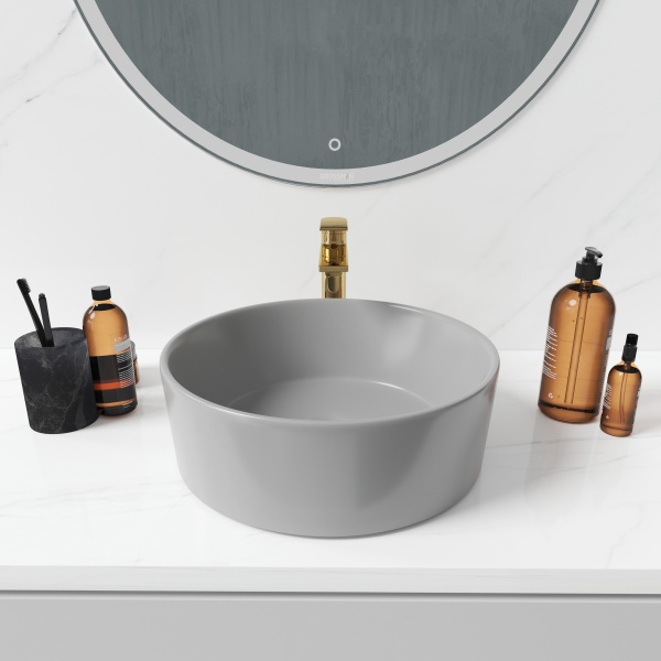 Раковина накладная (40х40) Grossman Color GR-3013GM, серый