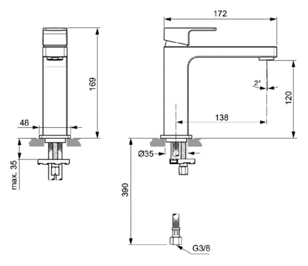 Смеситель для раковины Ideal Standard Edge Grande A7108AA