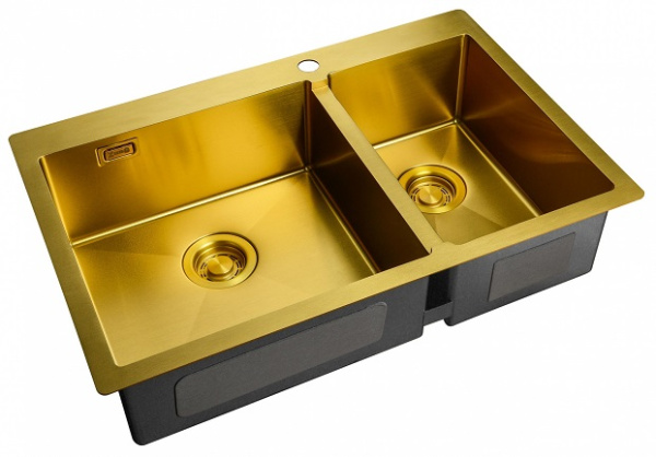 Кухонная мойка (двойная, основная чаша слева) ZL R 780-2-510-L BRONZE