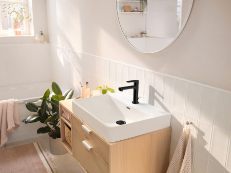Смеситель для раковины с донным клапаном Hansgrohe Rebris S 72517670 черный матовый