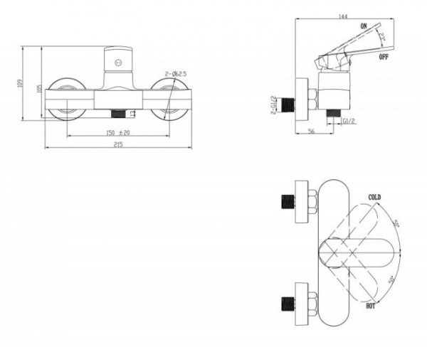 Смеситель для душа BelBagno Ancora ANC-ESDM-CRM