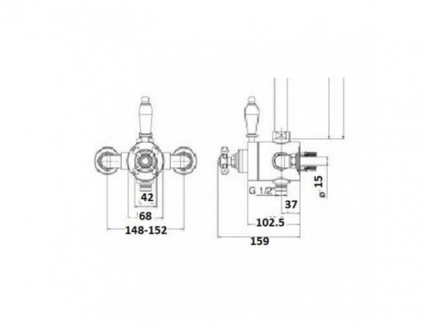 Смеситель с термостатом Cezares Elite ELITE-D-T-03/24-Bi