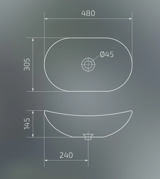 Раковина накладная (48х30,5) Gid Lago, 9133bum синий матовый