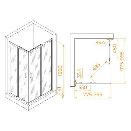 Душевой уголок (100х80) RGW Passage PA-146B 020814680-14 прозрачное