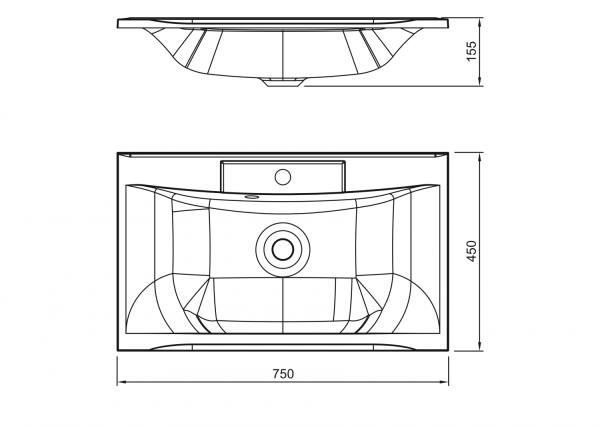 Раковина из искуственного мрамора (75x48) Art&Max AM-LAV-750-MR-FP