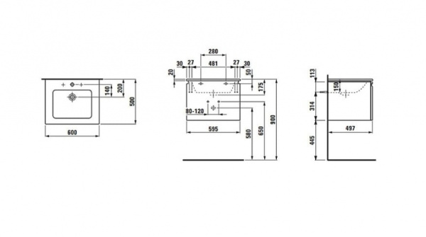 Тумба с раковиной Laufen Pro S 8.6096.2.475.104.1
