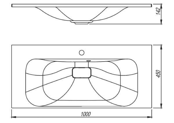 Раковина встраиваемая сверху (100х45) Style Line Фортуна ЛС-00002425 серый