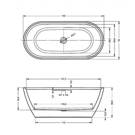 Ванна акриловая Riho Inspire Velvet (160х75) B091001105