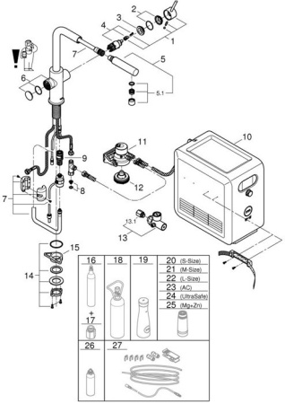 Смеситель с C-изливом GROHE Blue Professional 31326002 (31326002)