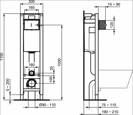 Комплект инсталляции 3в 1 Ideal Standard Exacto с крышкой-сиденьем микролифт X022601