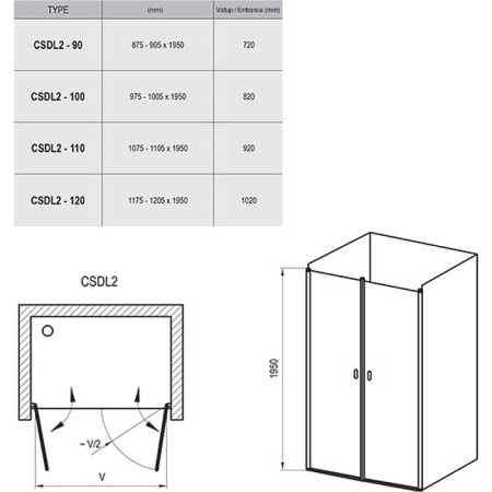 Душевая дверь Ravak Chrome CSDL2-100 0QVAC10LZ1