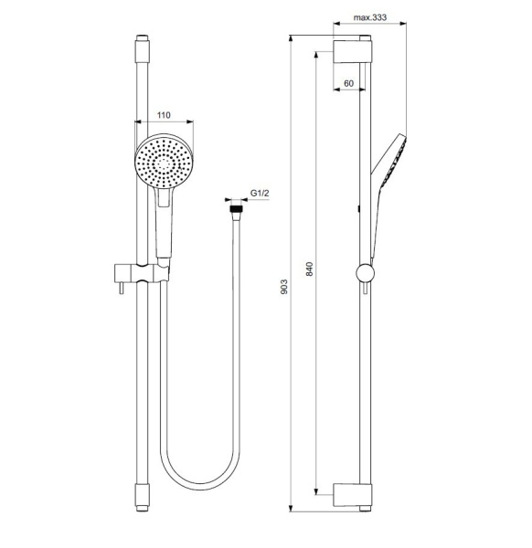 Душевой гарнитур Ideal Standard Ideal Rain Evo Round L3 B2237AA Душевой гарнитур Ideal Standard Ideal Rain Evo Round L3 B2237AA