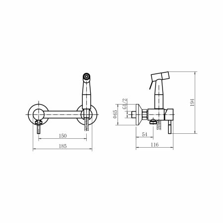 Смеситель настенный с гигиенической лейкой Fashun A57503-17